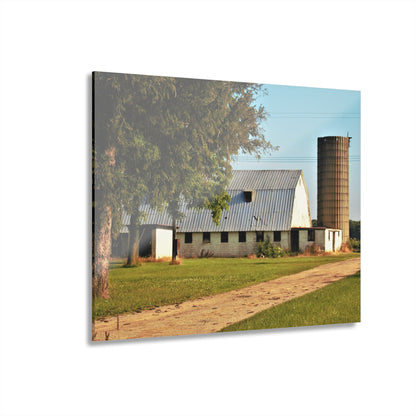 U R There Photography White Barn and Silo Rustic Farmhouse Acrylic Wall Print