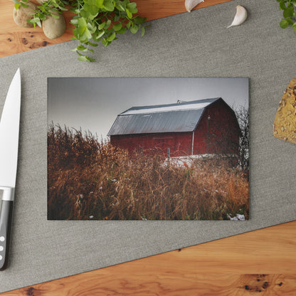 U R There Photography Noble Road Red Rustic Farmhouse Tempered-Glass Cutting Board