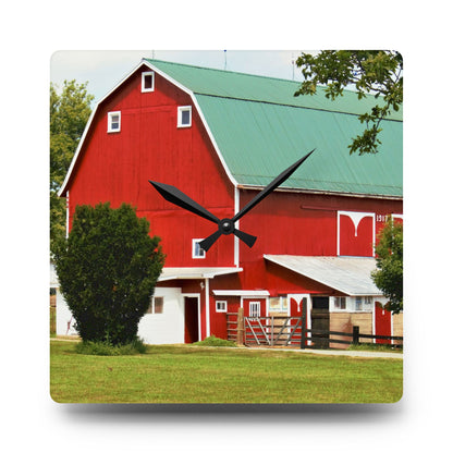 U R There Photography Stewart Road Red II Rustic Farmhouse Acrylic Analog Wall Clock