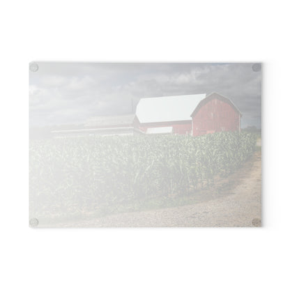 U R There Photography Millington Road Reds Rustic Farmhouse Tempered-Glass Cutting Board