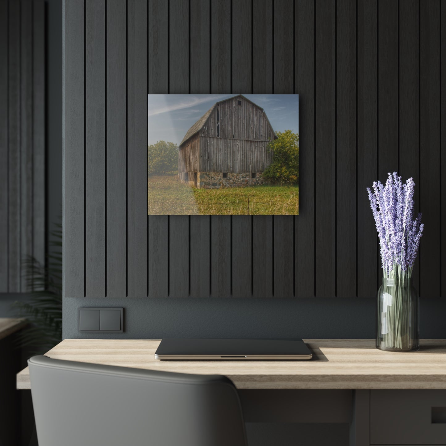 U R There Photography Cat Lake Grey II Rustic Farmhouse Acrylic Wall Print