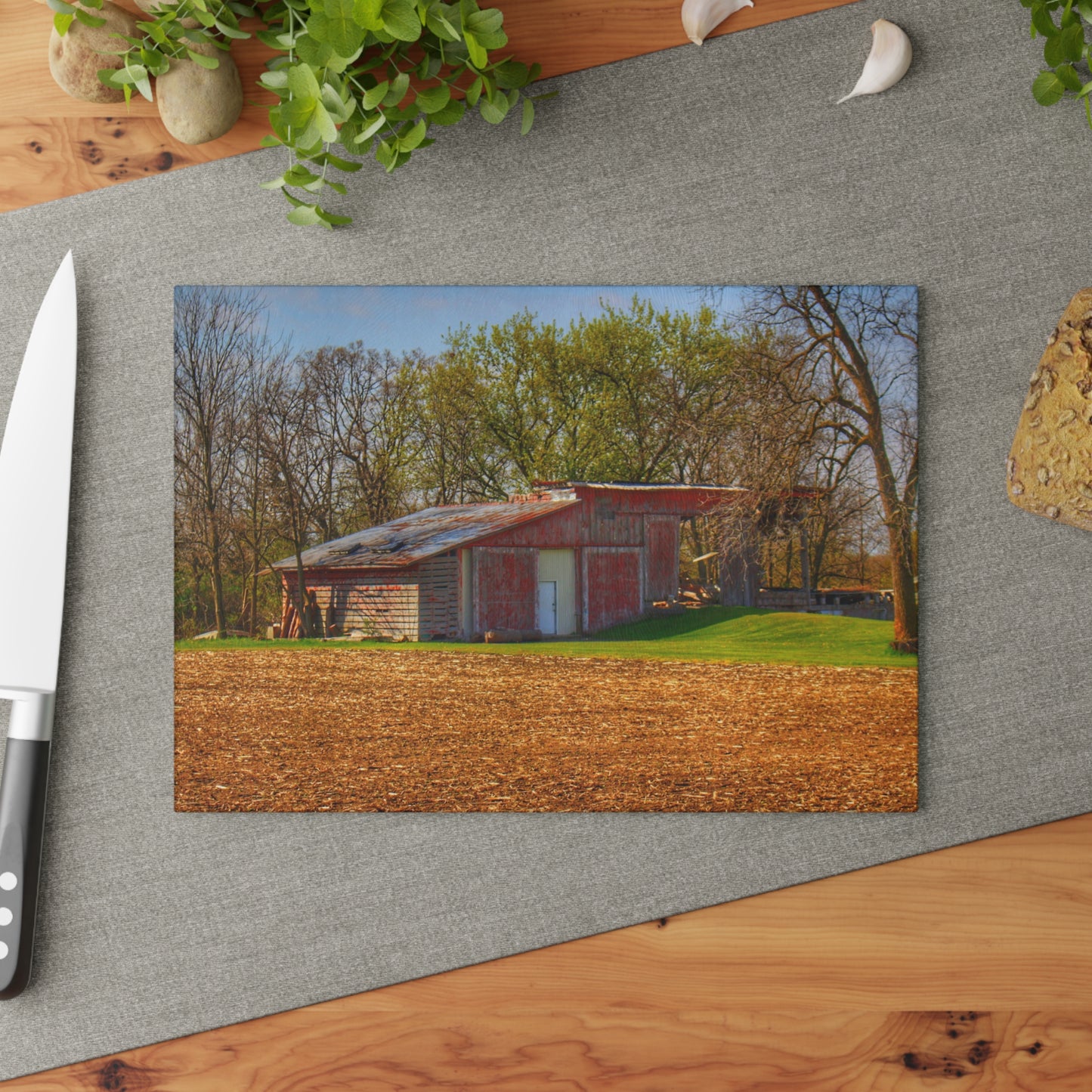 U R There Photography Sohn Roadside Relic Rustic Farmhouse Tempered-Glass Cutting Board