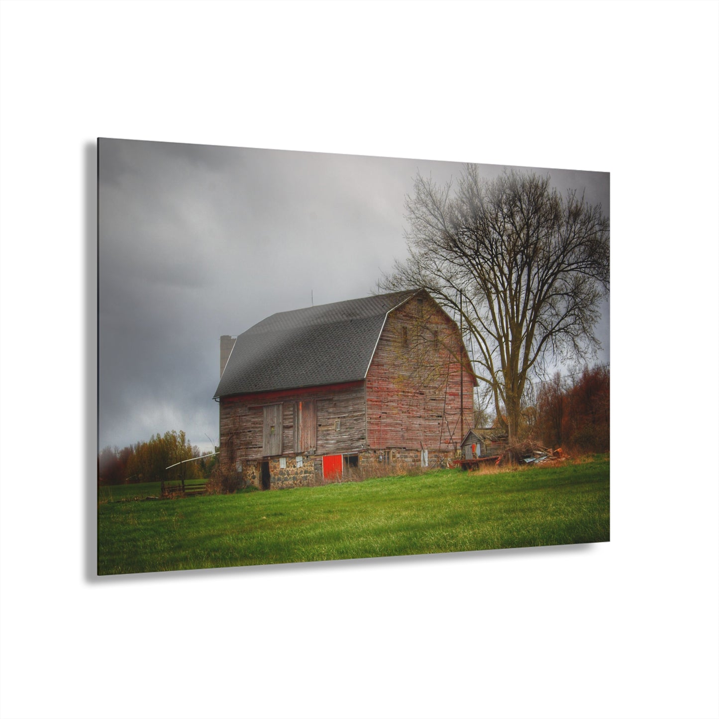 U R There Photography Ashley Drive Fieldstone Red Rustic Farmhouse Acrylic Wall Print
