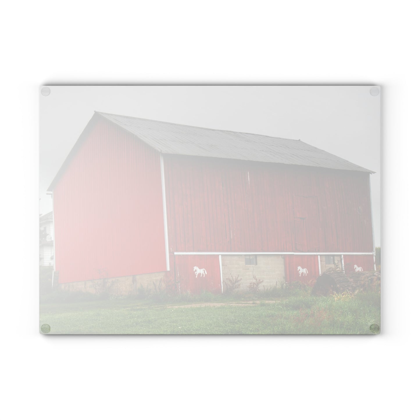 U R There Photography Brown Road Horse Barn II Rustic Farmhouse Tempered-Glass Cutting Board