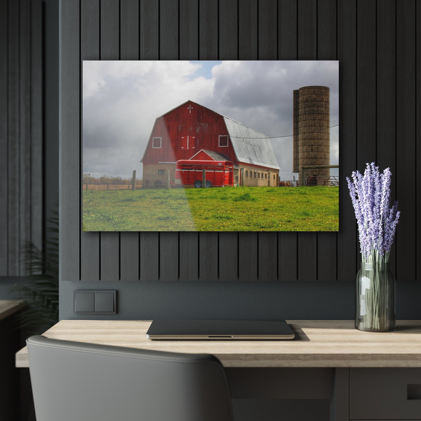 U R There Photography Clothier Road Red and Silo Rustic Farmhouse Acrylic Wall Print
