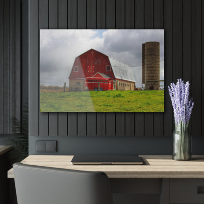 U R There Photography Clothier Road Red and Silo Rustic Farmhouse Acrylic Wall Print