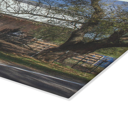 U R There Photography Birch Run Road Grey Rustic Farmhouse Tempered-Glass Cutting Board