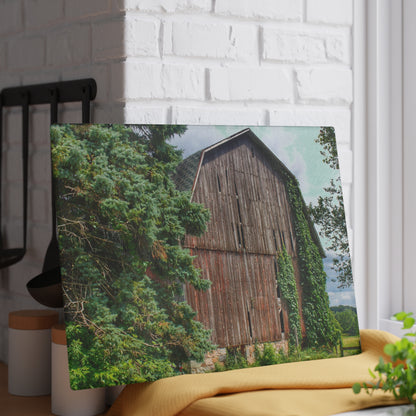 U R There Photography North Branch Ivy Grey I Rustic Farmhouse Tempered-Glass Cutting Board
