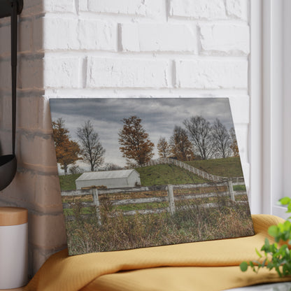 U R There Photography Millville Road Horses on the Hill Rustic Farmhouse Tempered-Glass Cutting Board