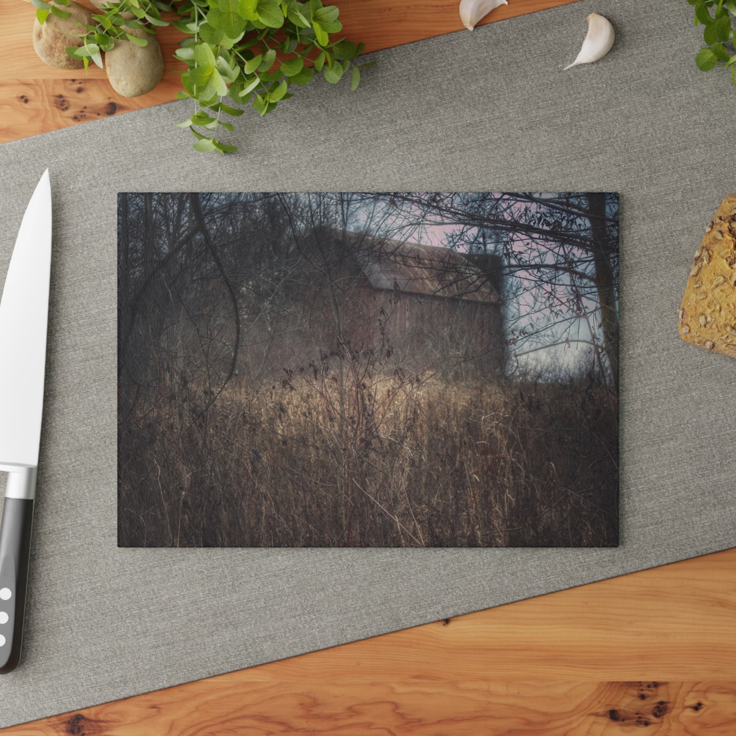 U R There Photography Mayville Hidden Barn I Rustic Farmhouse Tempered-Glass Cutting Board