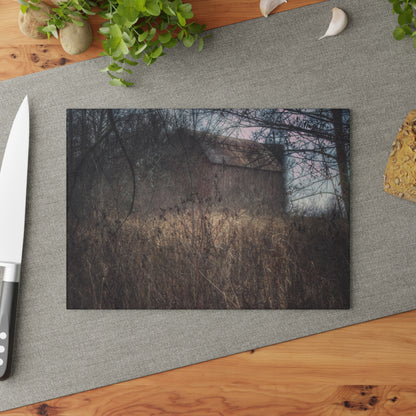U R There Photography Mayville Hidden Barn I Rustic Farmhouse Tempered-Glass Cutting Board