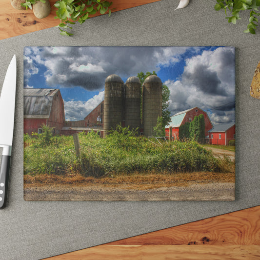 U R There Photography Shelby Red II Rustic Farmhouse Tempered-Glass Cutting Board