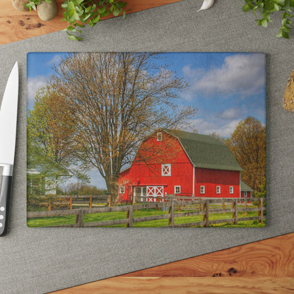 U R There Photography Sohn Road Red Rustic Farmhouse Tempered-Glass Cutting Board