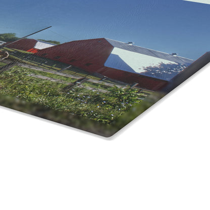 U R There Photography Mount Morris Road Farm and Horse Rustic Farmhouse Tempered-Glass Cutting Board