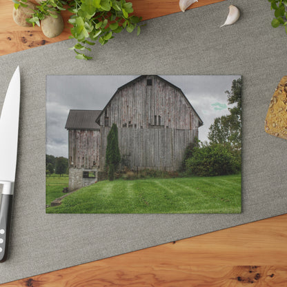 U R There Photography Dequindre Road Grey III Rustic Farmhouse Tempered-Glass Cutting Board