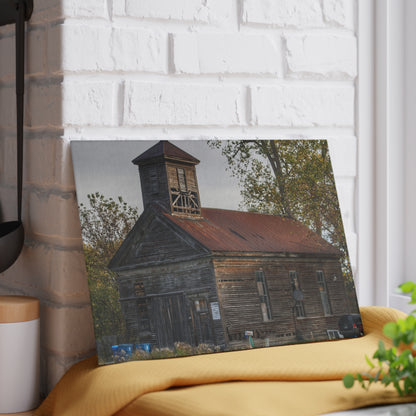 U R There Photography Taylor Road Church of Old Rustic Farmhouse Tempered-Glass Cutting Board