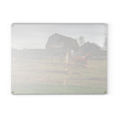 U R There Photography South Summers Road Old Grey and Caramel III Rustic Farmhouse Tempered-Glass Cutting Board