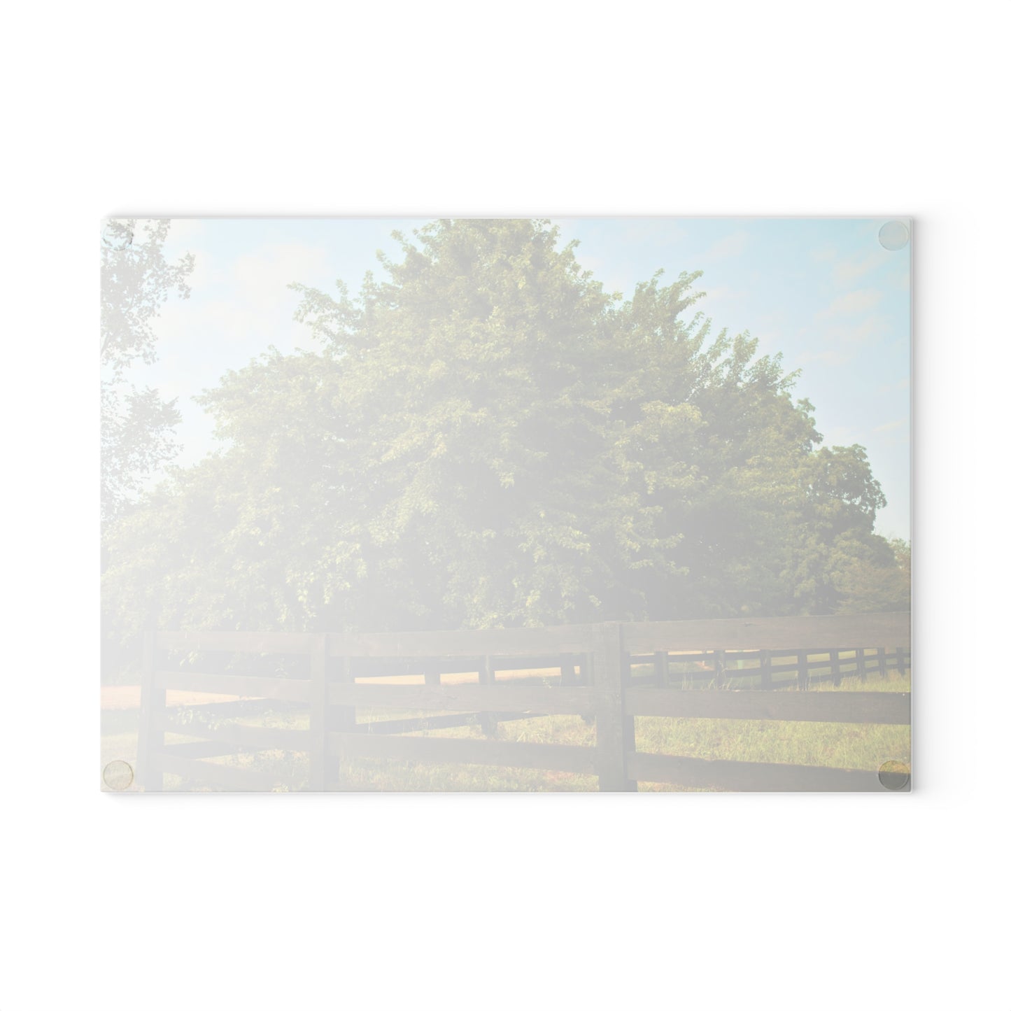U R There Photography Country Fence and Tree in Metamora Rustic Farmhouse Tempered-Glass Cutting Board