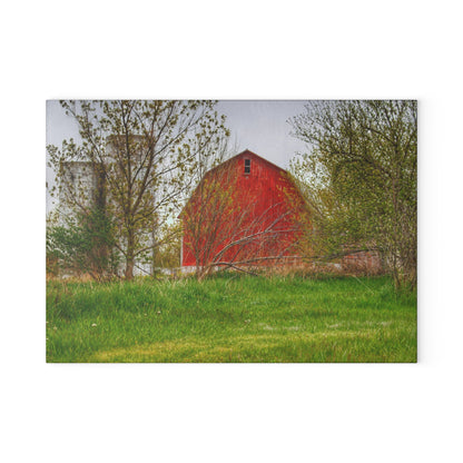 U R There Photography Castle Corner Red I Rustic Farmhouse Tempered-Glass Cutting Board