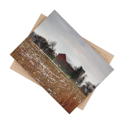 U R There Photography Brook Road Red Rustic Farmhouse Decorative Ceramic Tile 6" × 8" Glossy