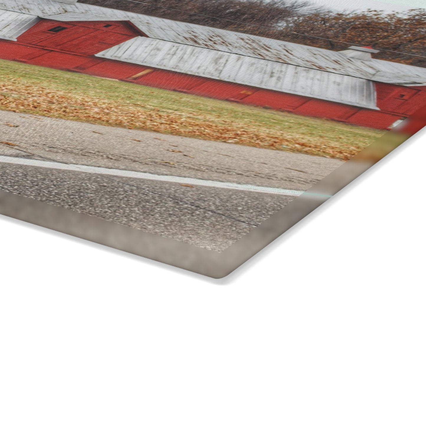 U R There Photography Caseville Red Rustic Farmhouse Tempered-Glass Cutting Board
