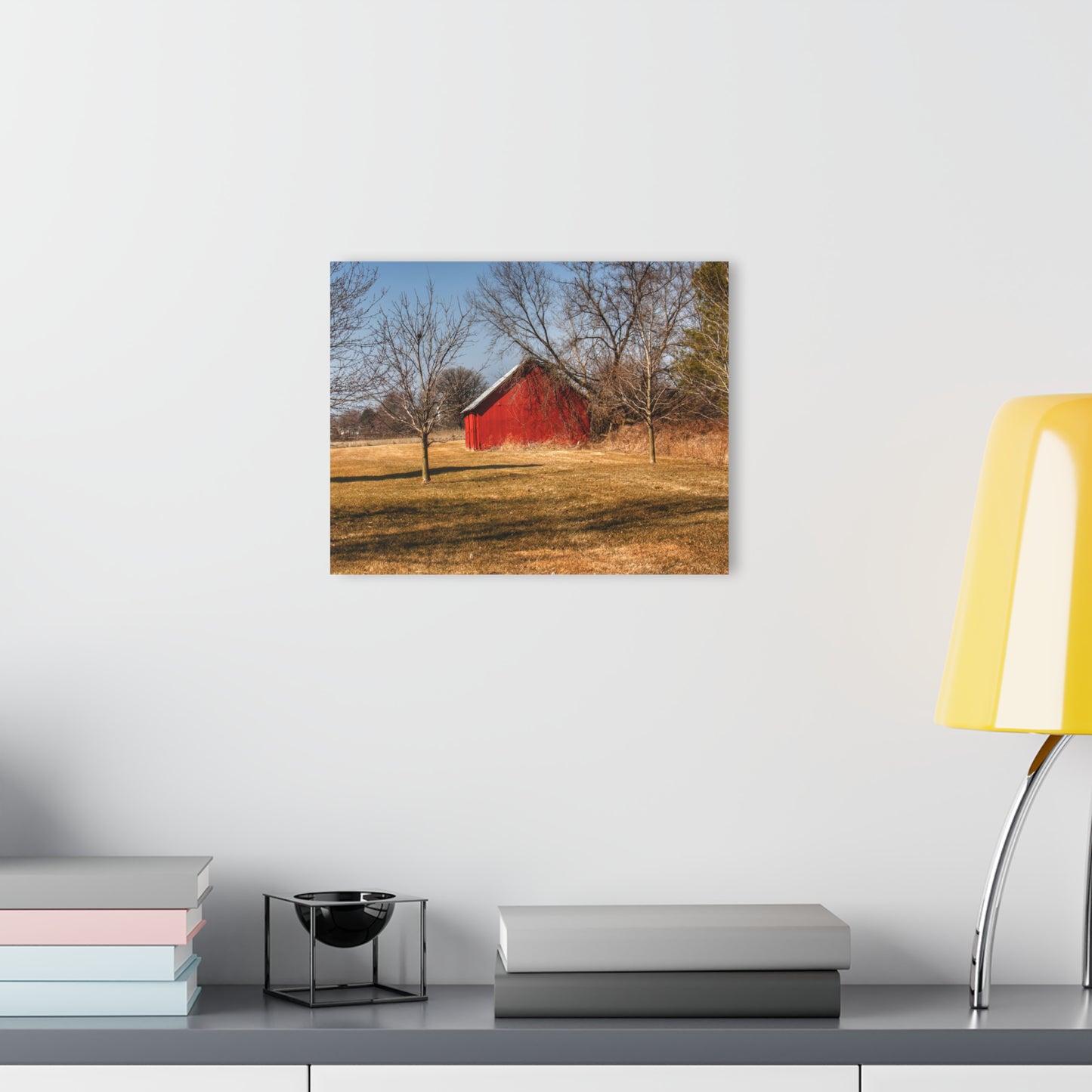 U R There Photography Romeo Plank Little Red Rustic Farmhouse Acrylic Analog Wall Clock