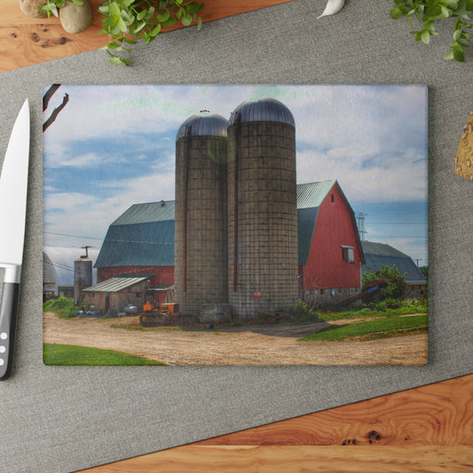 U R There Photography South Washburn Red Rustic Farmhouse Tempered-Glass Cutting Board