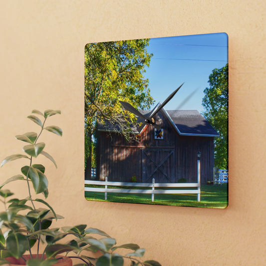 U R There Photography Hunters Creek Quilted I Rustic Farmhouse Acrylic Analog Wall Clock