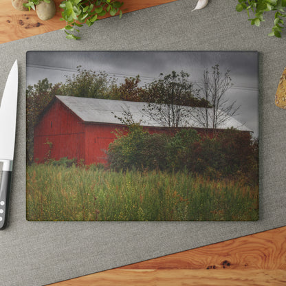 U R There Photography Willard Road Red I Rustic Farmhouse Tempered-Glass Cutting Board