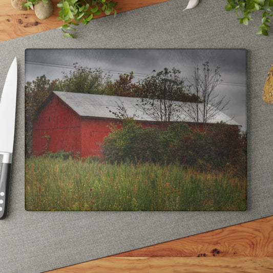 U R There Photography Willard Road Red I Rustic Farmhouse Tempered-Glass Cutting Board