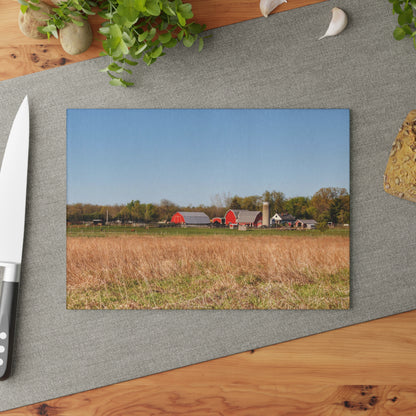 U R There Photography East Millington Road Farm Rustic Farmhouse Tempered-Glass Cutting Board