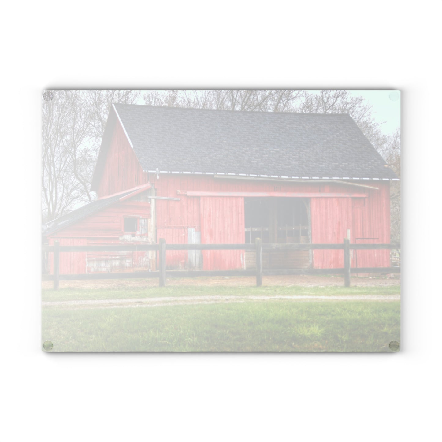 U R There Photography M-21 Roadside Stable II Rustic Farmhouse Tempered-Glass Cutting Board