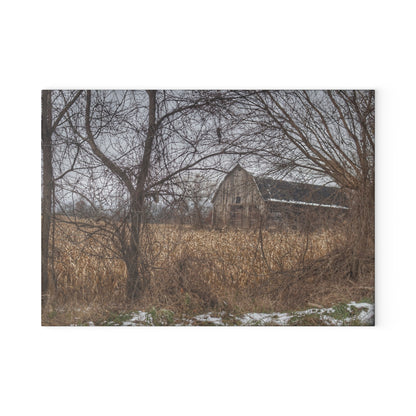 U R There Photography North Oxford Road Grey I Rustic Farmhouse Tempered-Glass Cutting Board