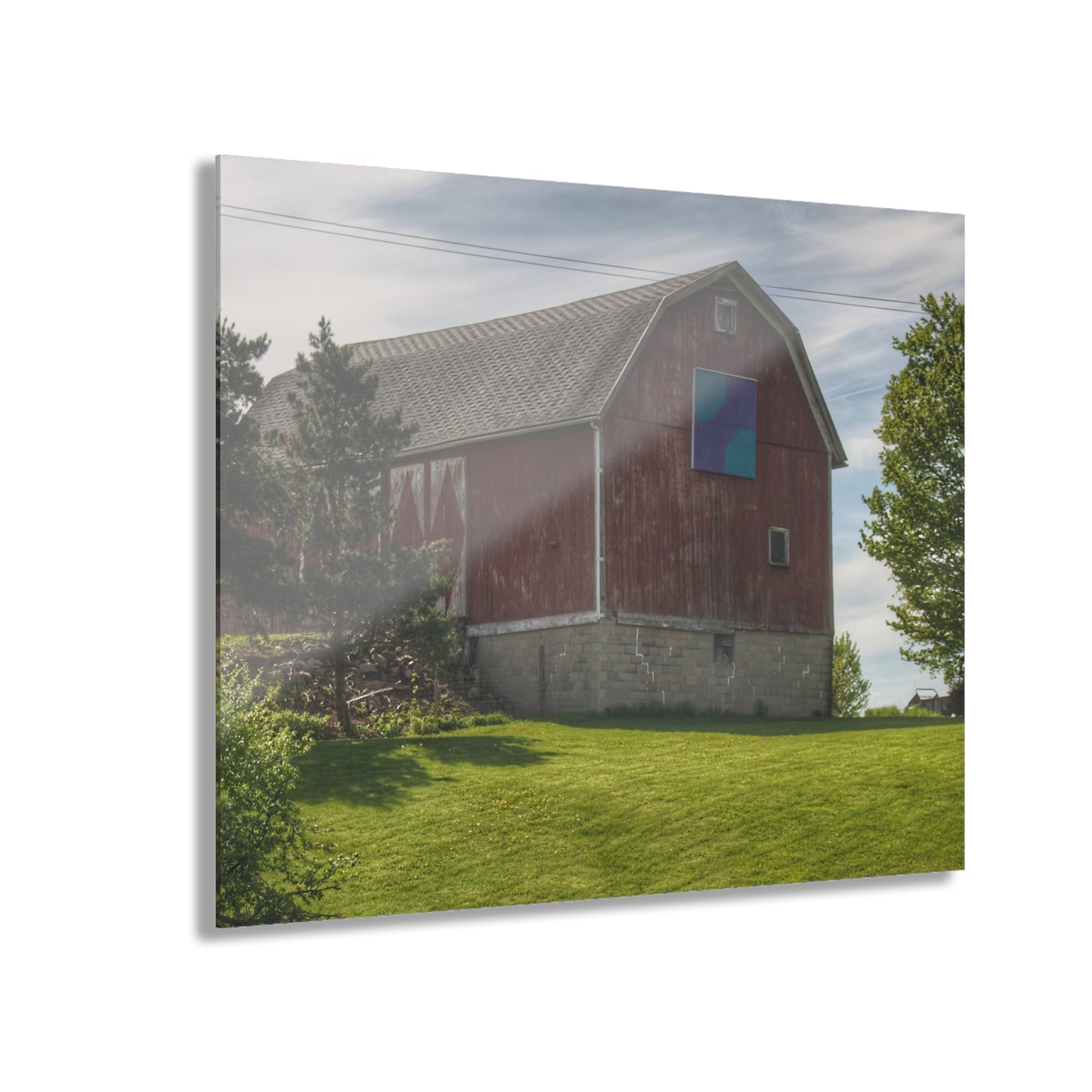 U R There Photography Mertz Road Quilted Red Rustic Farmhouse Acrylic Wall Print
