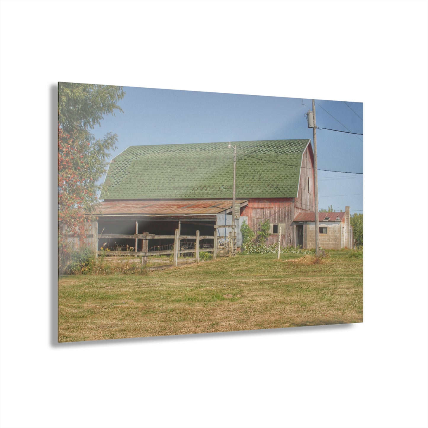 U R There Photography Farrand Road Red with Corral Rustic Farmhouse Acrylic Wall Print