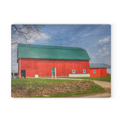 U R There Photography Coldwater Road Red II Rustic Farmhouse Tempered-Glass Cutting Board