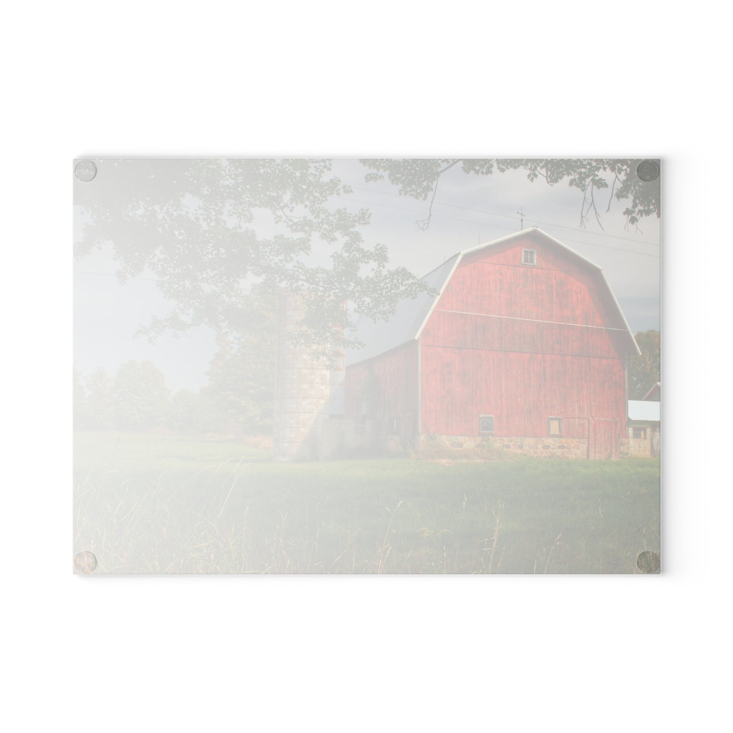 U R There Photography Crawford Road Red I Rustic Farmhouse Tempered-Glass Cutting Board
