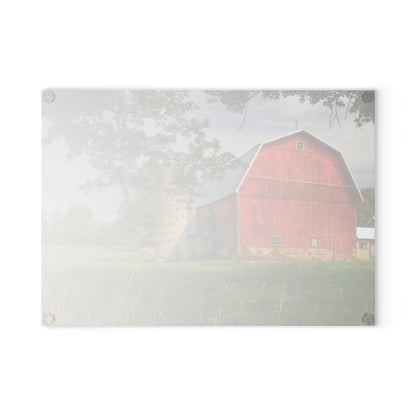 U R There Photography Crawford Road Red I Rustic Farmhouse Tempered-Glass Cutting Board