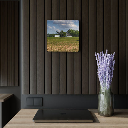 U R There Photography Willard Road White Rustic Farmhouse Acrylic Analog Wall Clock