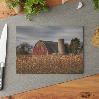 U R There Photography Shepard Road Red Rustic Farmhouse Tempered-Glass Cutting Board