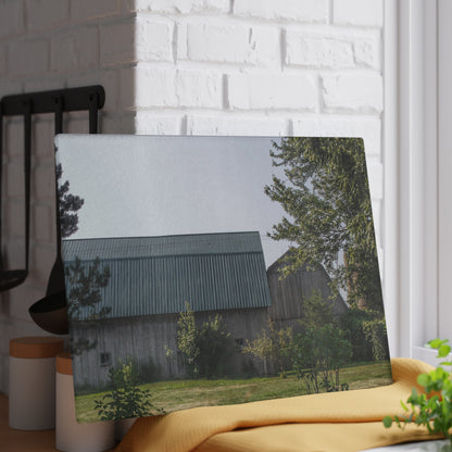 U R There Photography Bordman Road Greys Rustic Farmhouse Tempered-Glass Cutting Board