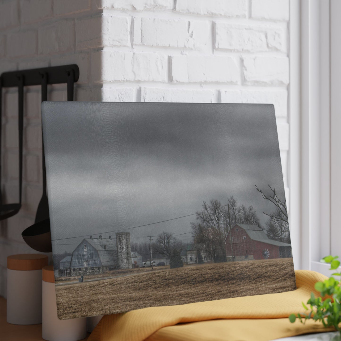 U R There Photography Daley Road Duo Rustic Farmhouse Tempered-Glass Cutting Board
