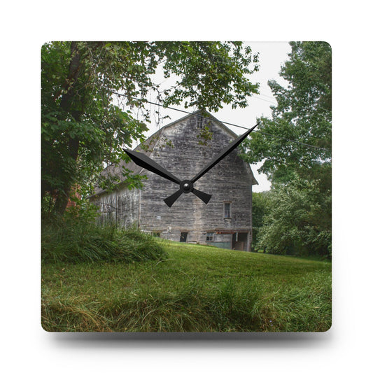 Snell Grey Rustic Farmhouse Acrylic Analog Wall Clock 10.75'' × 10.75'' (Square)