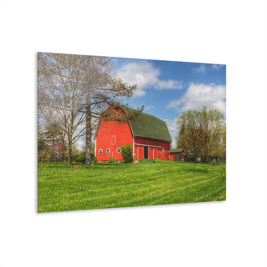 U R There Photography Barber Road Red Rustic Farmhouse Acrylic Wall Print