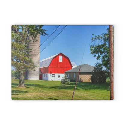 U R There Photography East Lake Road Red Rustic Farmhouse Tempered-Glass Cutting Board