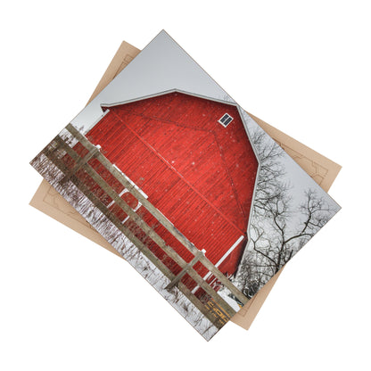 U R There Photography Big Red Beyond the Fence Rustic Farmhouse Decorative Ceramic Tile