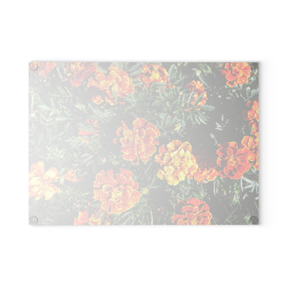 U R There Photography Marigolds Rustic Farmhouse Tempered-Glass Cutting Board