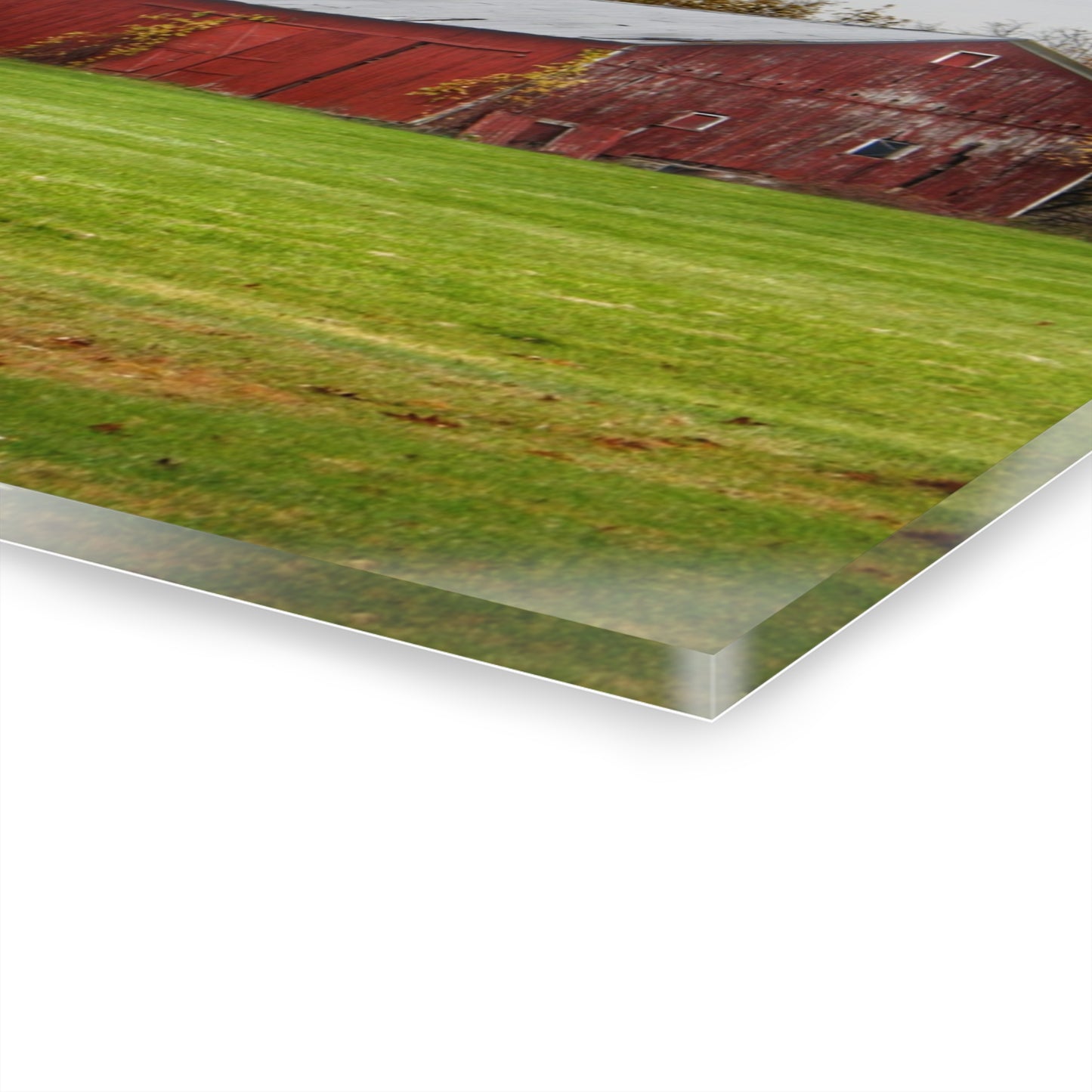 U R There Photography Hill Road Roadside Red Rustic Farmhouse Acrylic Wall Print