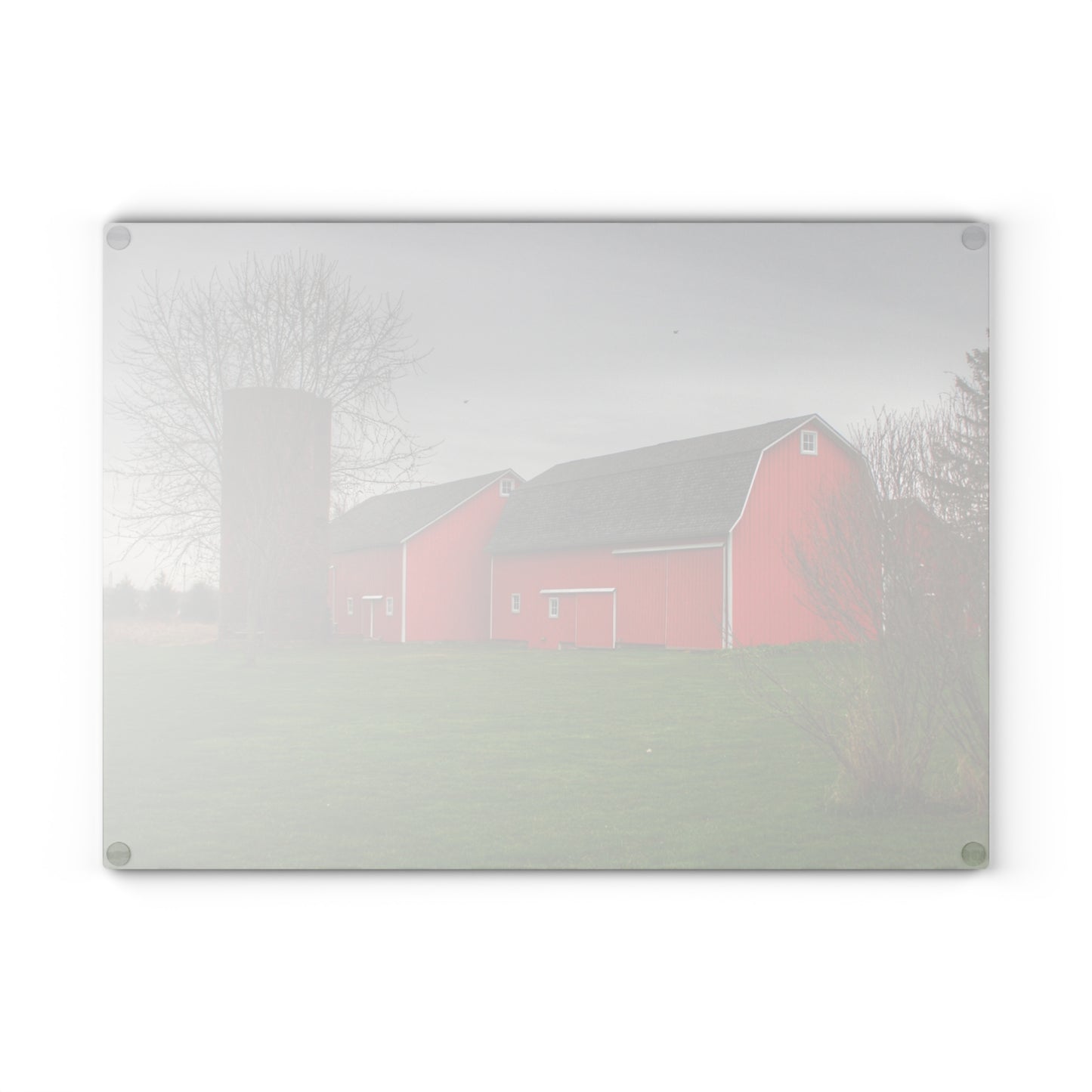 U R There Photography Hough Road Reds II Rustic Farmhouse Tempered-Glass Cutting Board