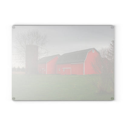 U R There Photography Hough Road Reds II Rustic Farmhouse Tempered-Glass Cutting Board